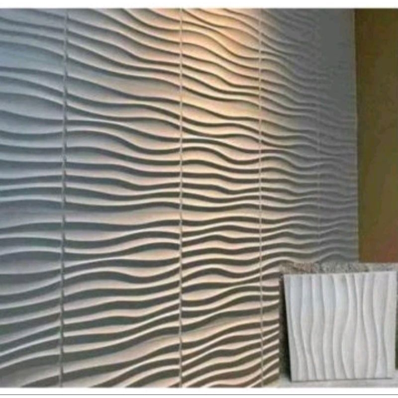 wallpanel Ornamen dinding 3D roster beton tempel motif gelombang uk (50x50) satu meter persegi di bu