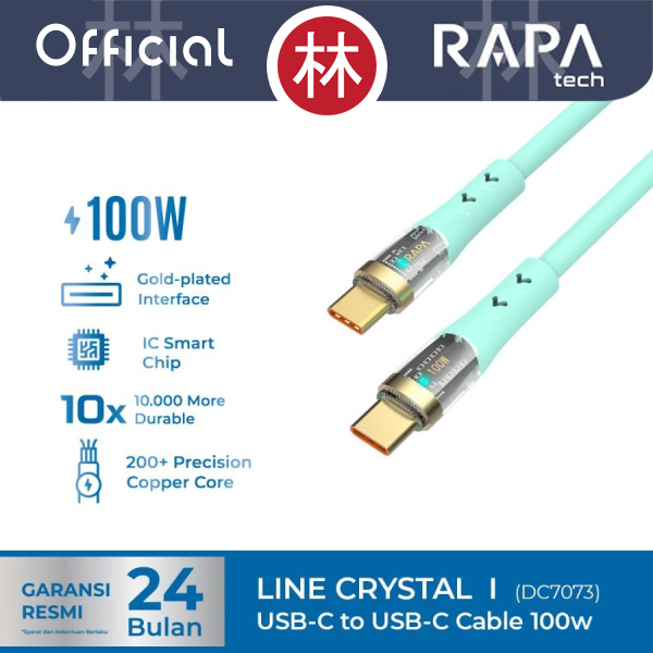 RAPAtech DC7073 - LINE CRYSTAL I - USB-C to USB-C Cable 100W