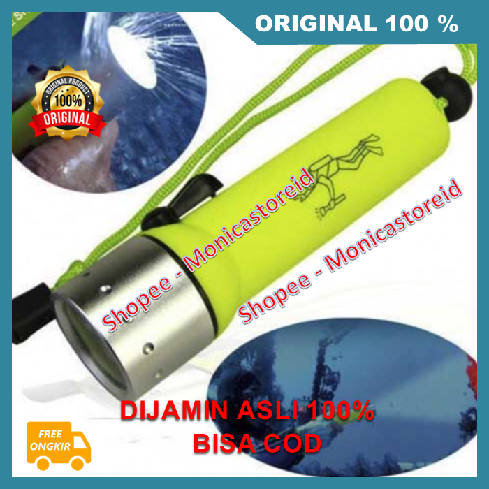 Super Dive Flashlight Senter Selam Anti Air Senter Bawah Air Tahan Kedalaman Bawah Laut 100% ORIGINA