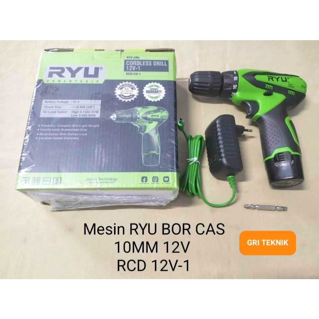 RCD 12 V-1   MESIN BOR CAS RYU 12 VOLT / MESIN BOR CORDLESS RYU 12 V / MESIN BOR BATERAI RYU