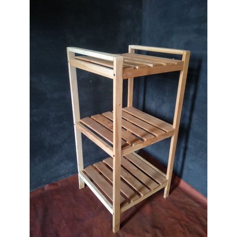 RAK 3 SUSUN KAYU SERBAGUNA | RAK DISPENSER | MEJIKOM | GALON