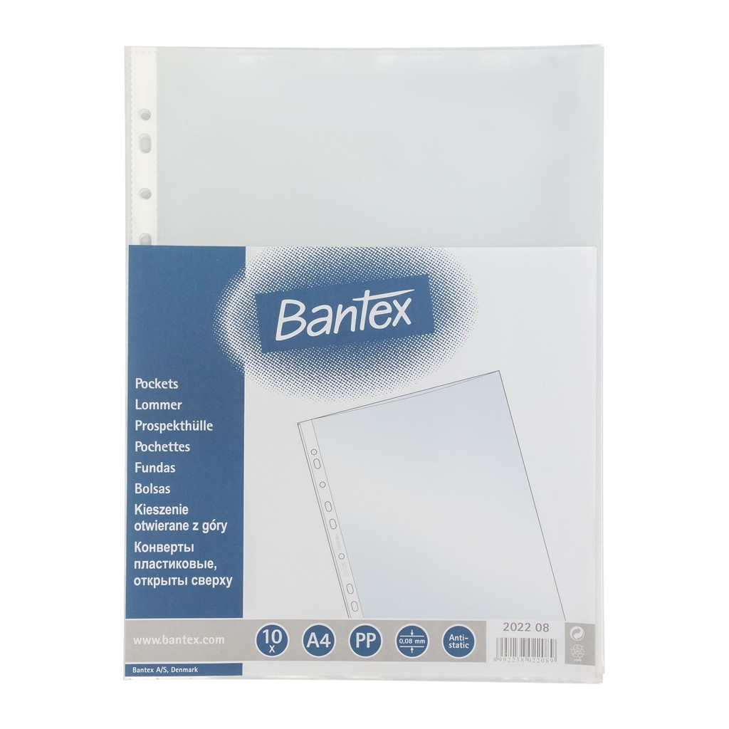 

Bantex Pocket With Side Opening A4 0,08mm PP Antiglare (10 sheets)