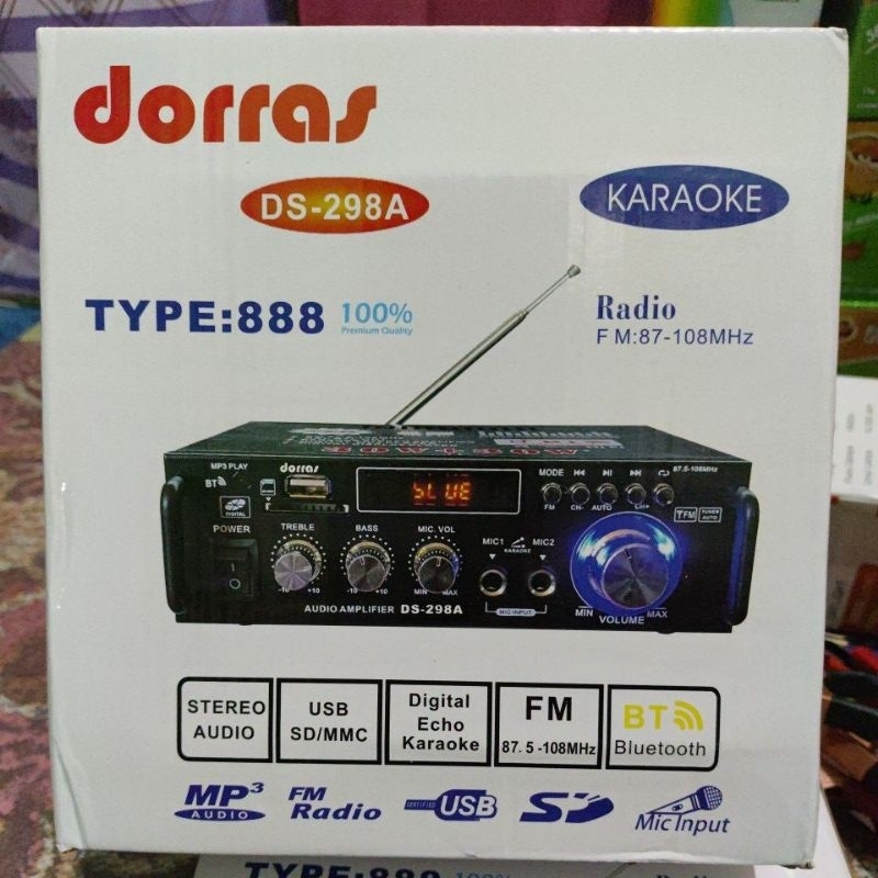 Audio Amplifier Dorras DS-298A Type 888 , Amplifier Murah Bagus Merk Dorras DS-298A Type 888