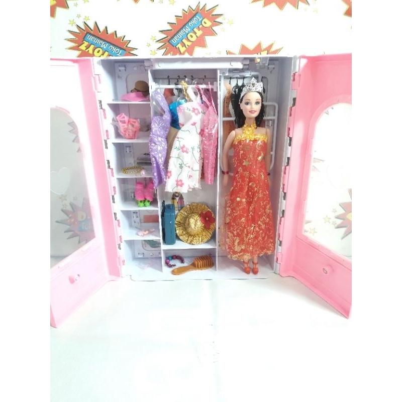 Lemari Baju Boneka Cewek Baju lemari asesoris set boneka princess wardrobe boneka