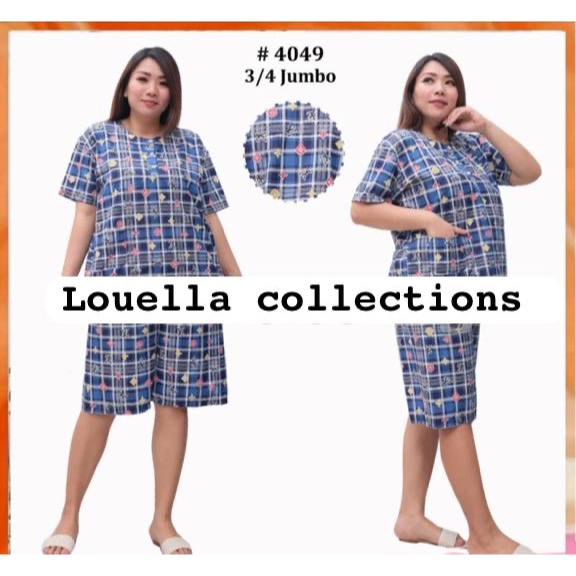 Louella - Piyama baju tidur wanita setelan pendek fit to Jumbo bahan katun adem tidak panas dan berk