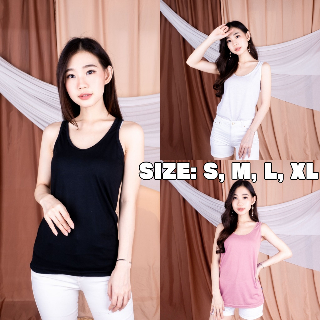 Baju Tengtop Kaos Dalam Buntung Inner Tank top Singlet Tali Besar Remaja Baju Dalaman Tangtop Hitam 