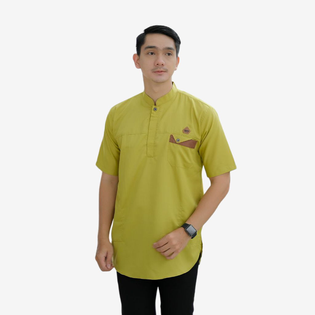 BARS CLOTH.CO Baju Koko Pria Dewasa Lengan Pendek Kurta Zaini Pakistan Bahan Toyobo Premium Adem Ker