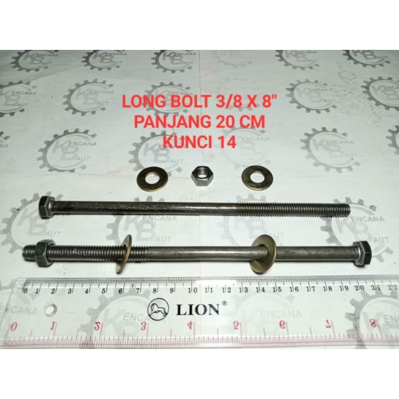 BAUT PANJANG 3/8" X 8" / BAUT BALOK KAYU / BAUT BLANDAR /LONG BOLT KUNCI 14