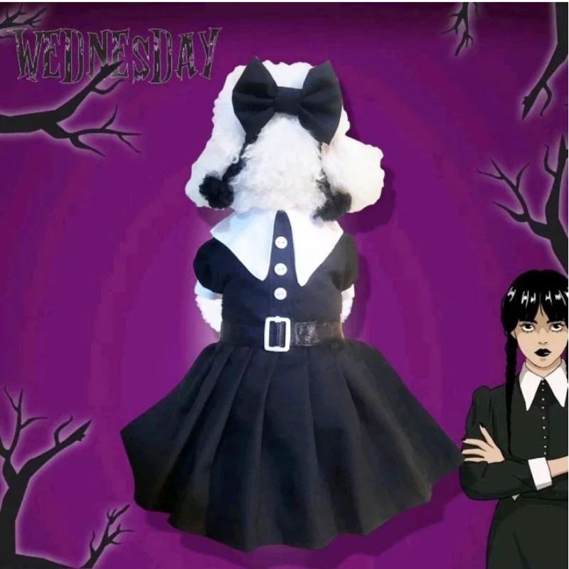 Wednesday Dress Baju Kucing Hewan anjing lucu premium bagus dog cat costume