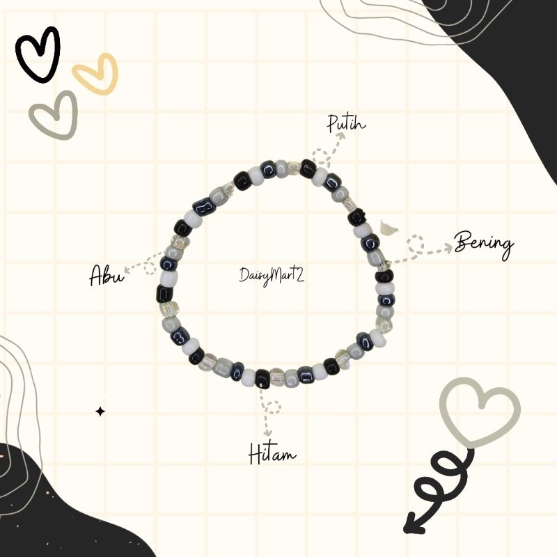 [mix black] Gelang manik | bracelet | gelang lucu | gelang manik korea | Gelang mutiara | Beads | mo