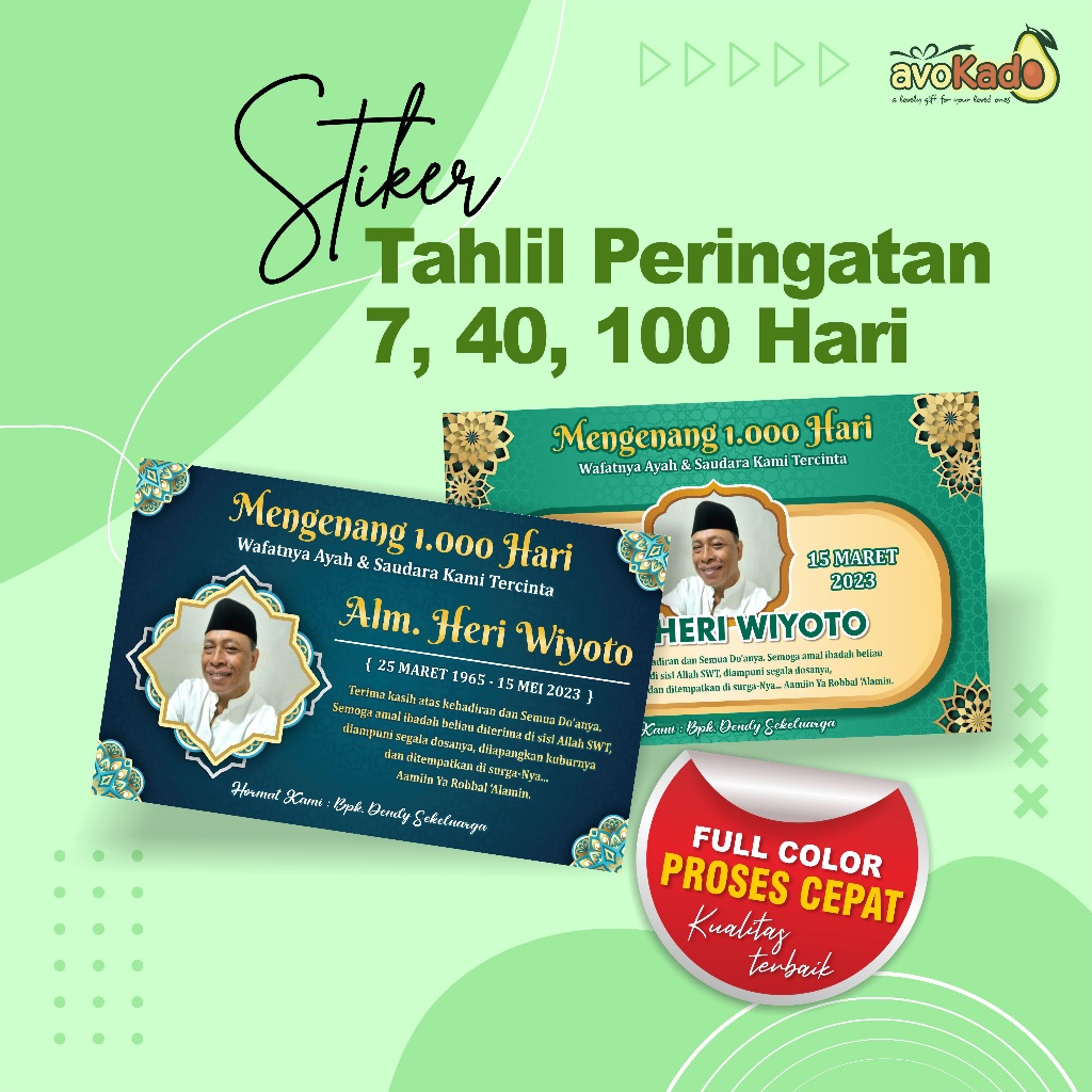 Stiker Tahlil Peringatan 7, 40, 100, &amp; 1000 Hari