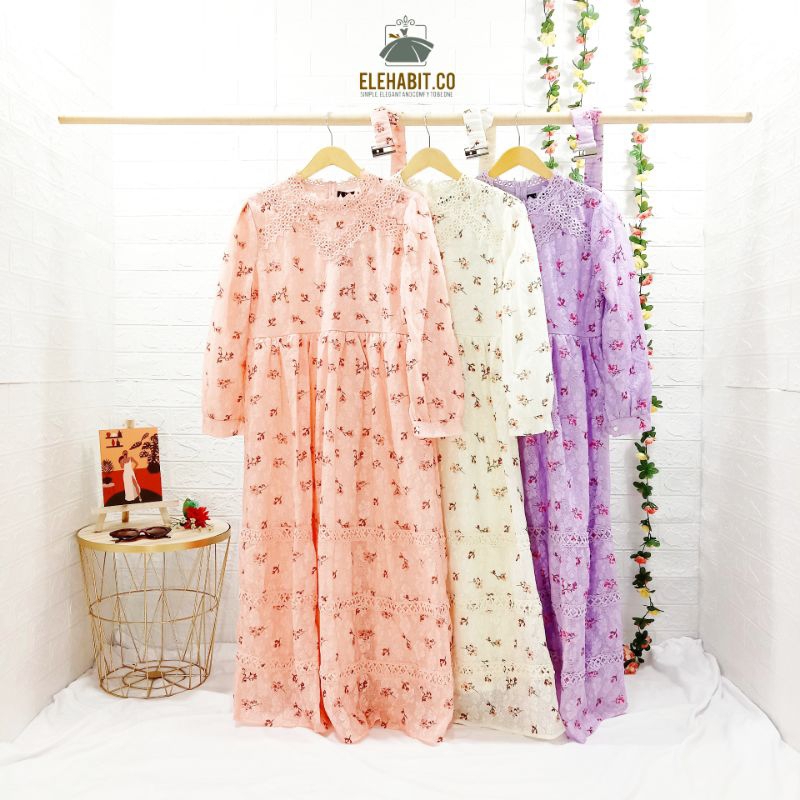 ELEHABIT.CO | MARYA DRESS IMPORT ORIGINAL BY LFY LAFREYA BRAND - DRESS BUNGA BRUKAT BANGKOK HIGH QUA