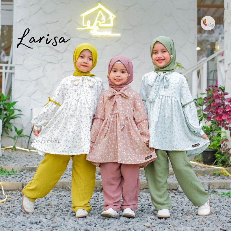 One set Anak Perempuan LARISA - Setelan Celana Anak Perempuan 0-12 Tahun Crinkle Airflow Premium by 