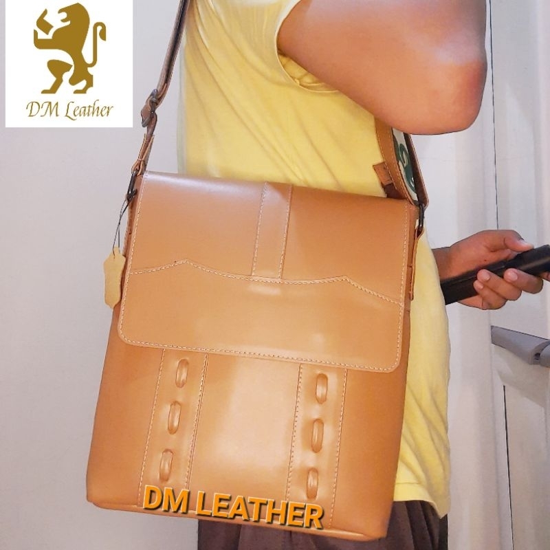 GROSIR Tas Selempang Pria Kulit Asli ukuran besar model anyam