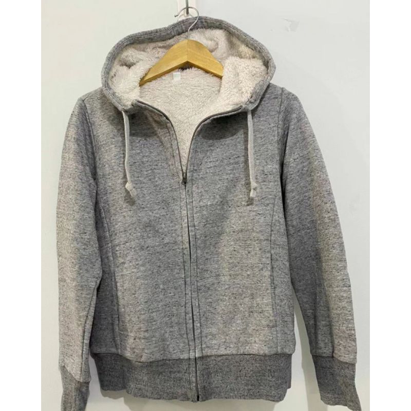 SECOND Jaket Musim Dingin Winter Pria Wanita Tebal Hoodie Lapis Bulu Sherpa Halus Anti Dingin Hangat