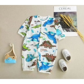 ILUHFA Setelan Baju Kodok Anak Setelan Baju Kodok Anak Unisex Umur 1-3 Tahun Bahan Babyterry - DINO 