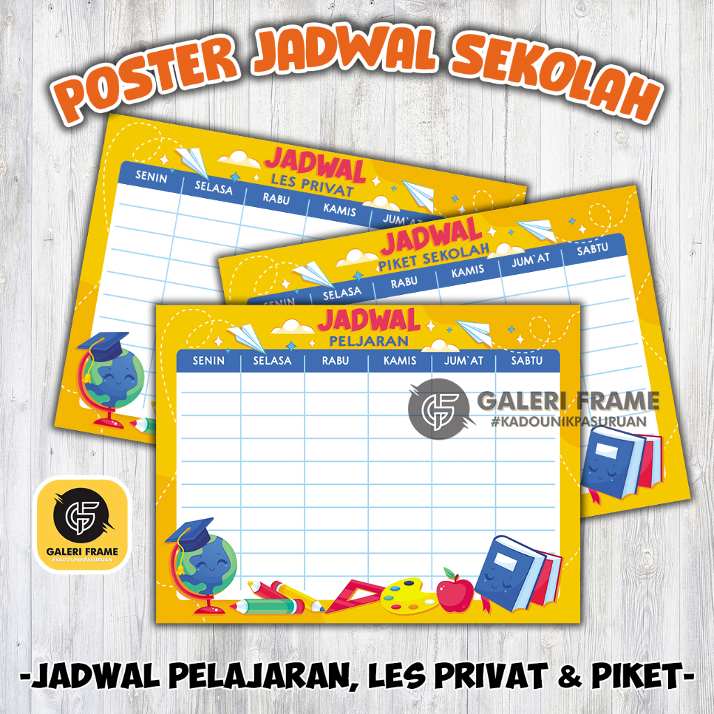 

POSTER JADWAL PELAJARAN, POSTER JADWAL PIKET SEKOLAH DAN POSTER JADWAL LES PRIVAT SI BUAH HATI DENGAN POSTER YANG KEREN DAN BAGUS || SELAIN ITU POSTER INI BISA MEMPERINDAH DAN HIASAN DIMEJA BELAJAR SIKECIL