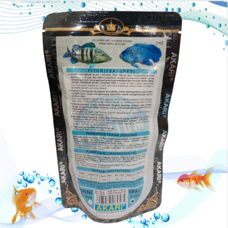 Makanan ikan AKARI AA PREMIUM BLUE LOUHAN PRO 100GR