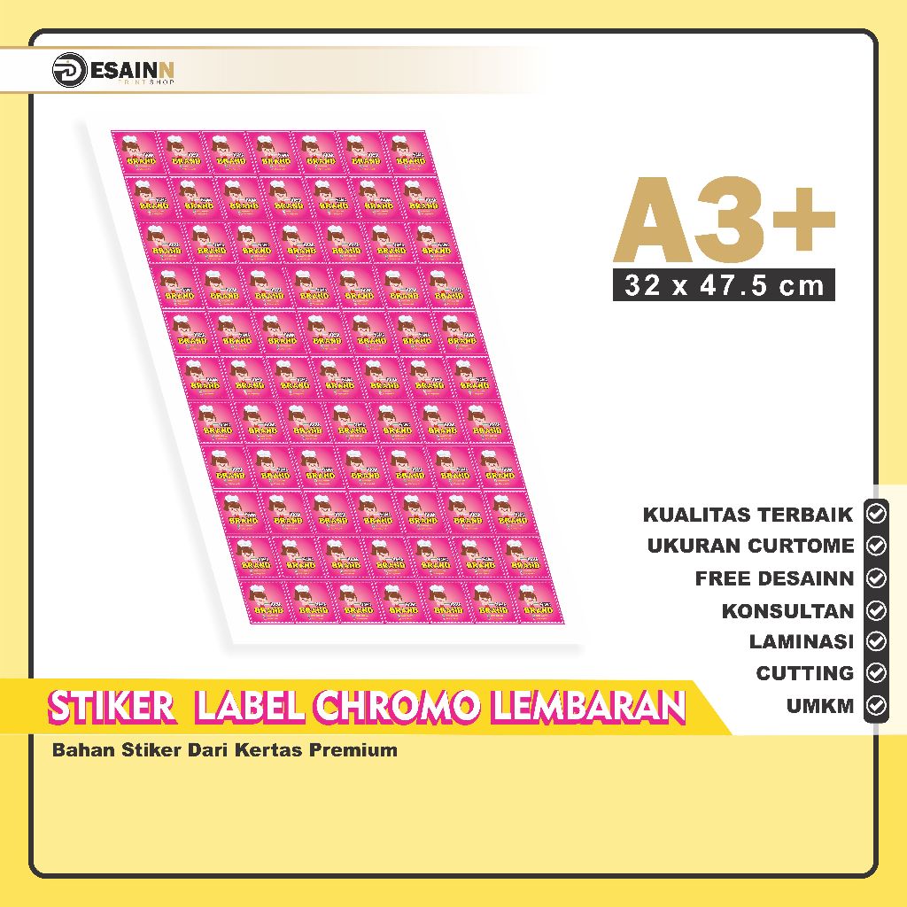 

Cetak Stiker Label Chromo Lembaran Ukuran Custom | Label Makanan Minuman Snack - Chromo Lembaran