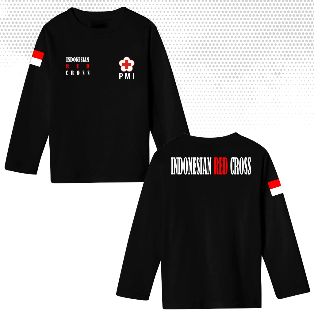 Kaos Atasan INDONESIAN RED CROSS Lengan Panjang - Kaos Relawan PMI PMR Terbaru BERGAYA STORE
