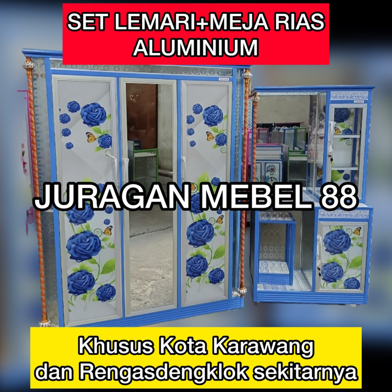 Lemari Pakaian Aluminium Kaca / Meja Rias Aluminium Kaca / Lemari Pakaian Karawang