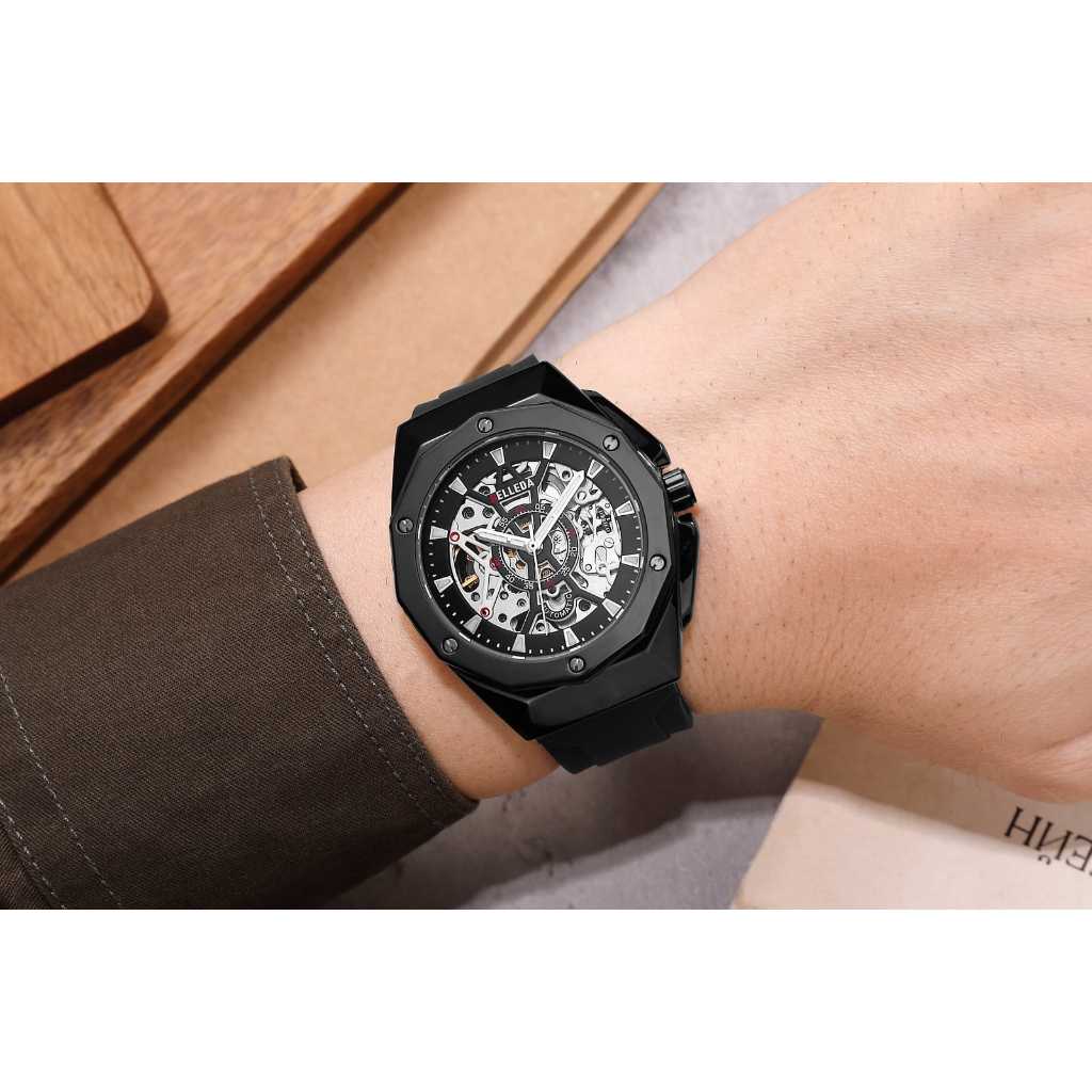 Buy 1 Get 1 BELLEDA 9476 Jam Tangan Pria Otomatis Tali Rubber Anti Air