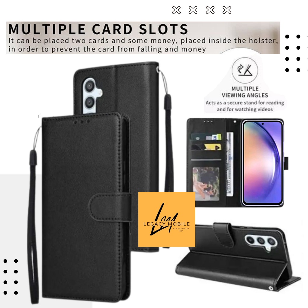 Flip cover leather wallet Samsung A52 A52s A53 5G A54 5G case dompet kulit