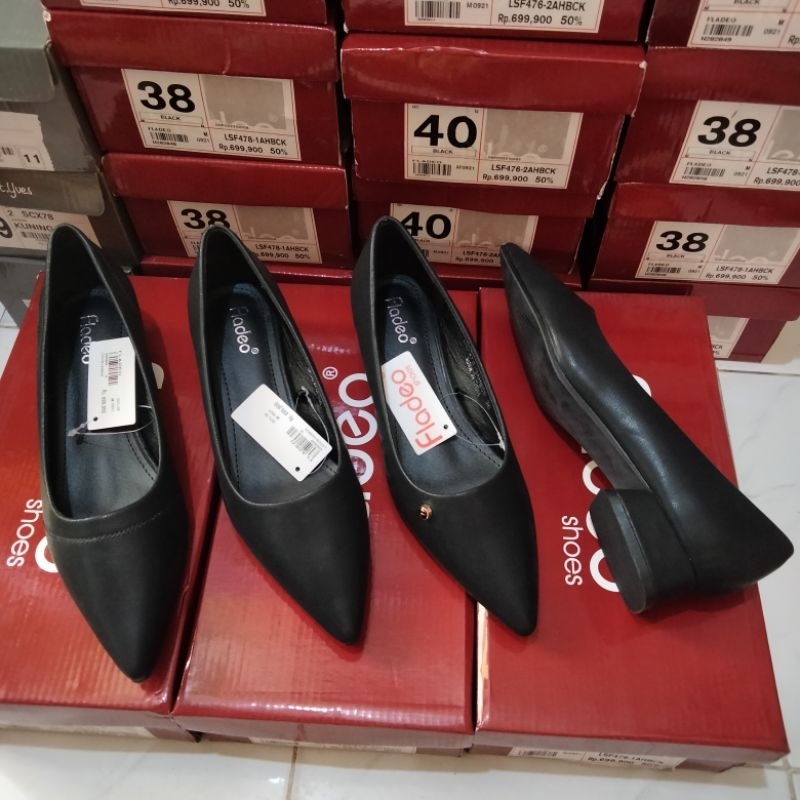 SEPATU PANTOFEL HITAM WANITA ORIGINAL FLADEO HAK RENDAH
