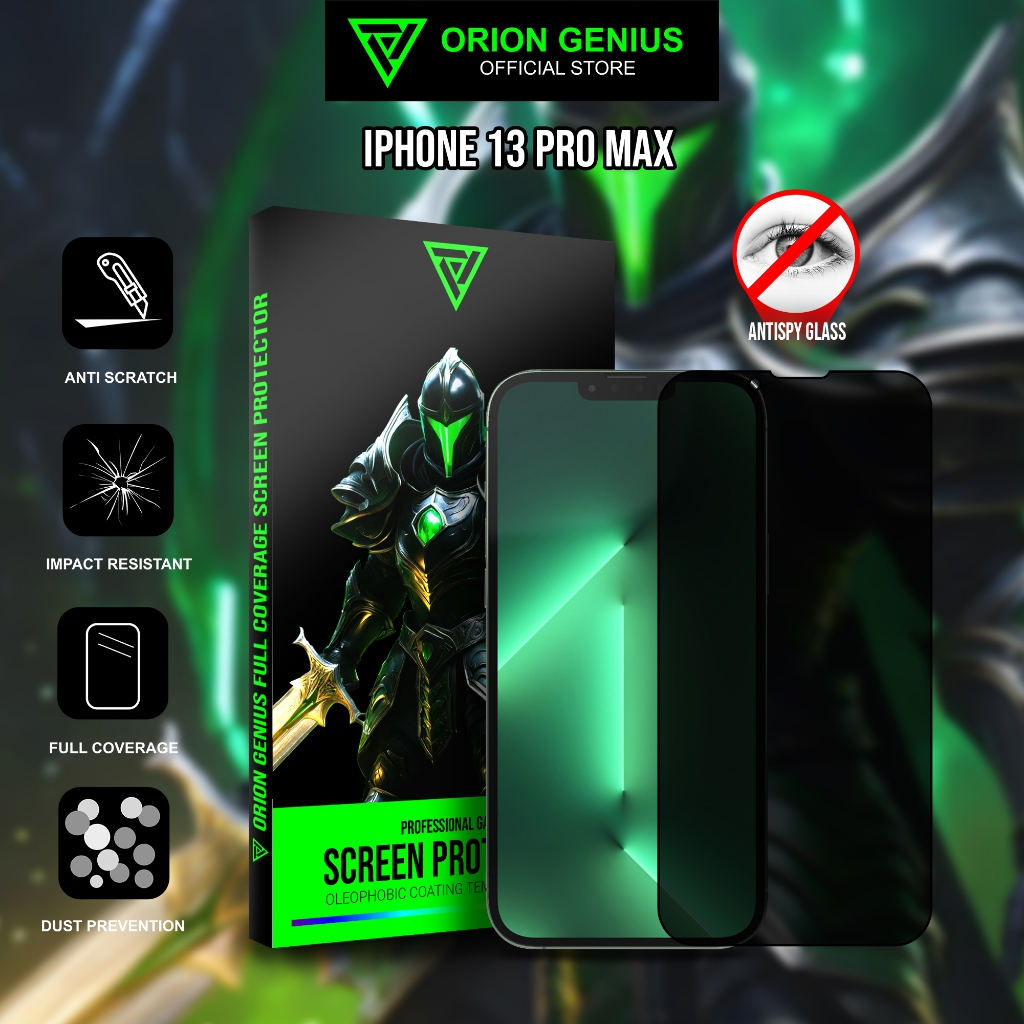 Orion Genius Tempered Glass Gaming Anti Spy Privacy AntiGores Antispy Untuk Iphone 13 PRO MAX Fullco