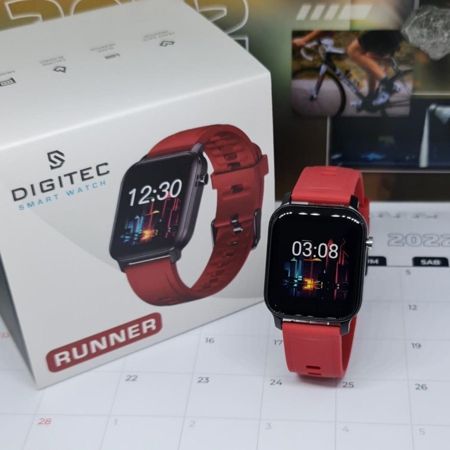 Digitec Runner Smartwatch Karet Merah - Multifungsi  - Original