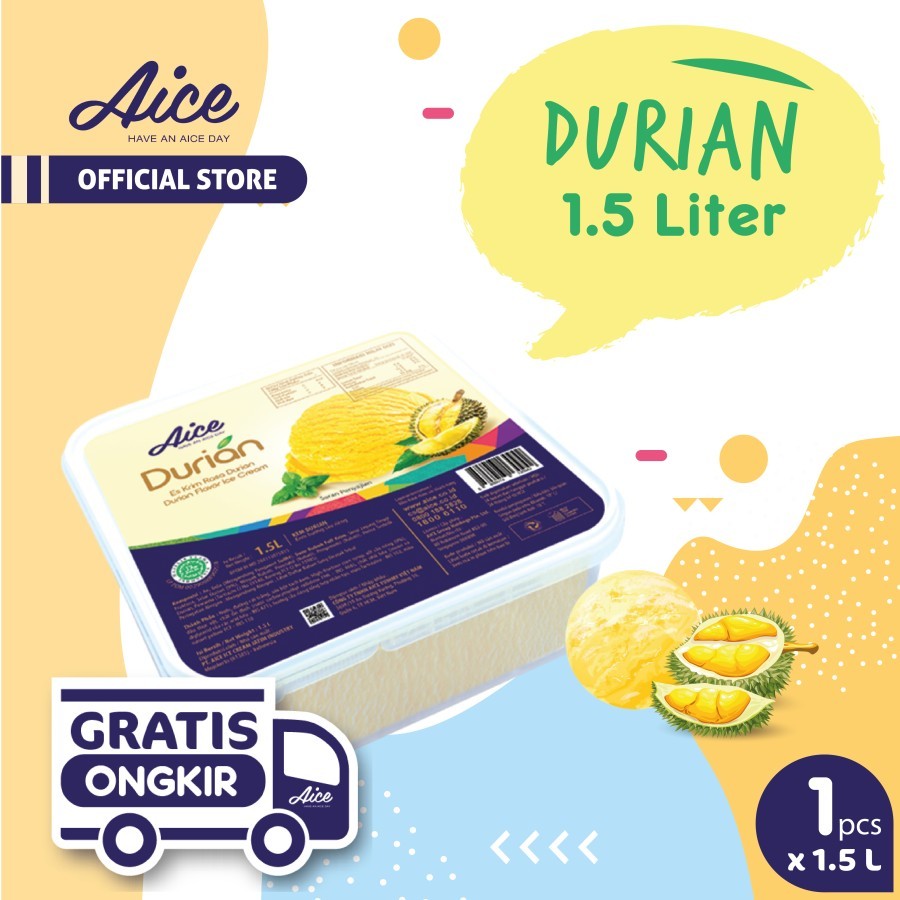 

Aice Ice Cream Durian 1.5L Es Krim isi 1 pcs Eskrim rasa durian