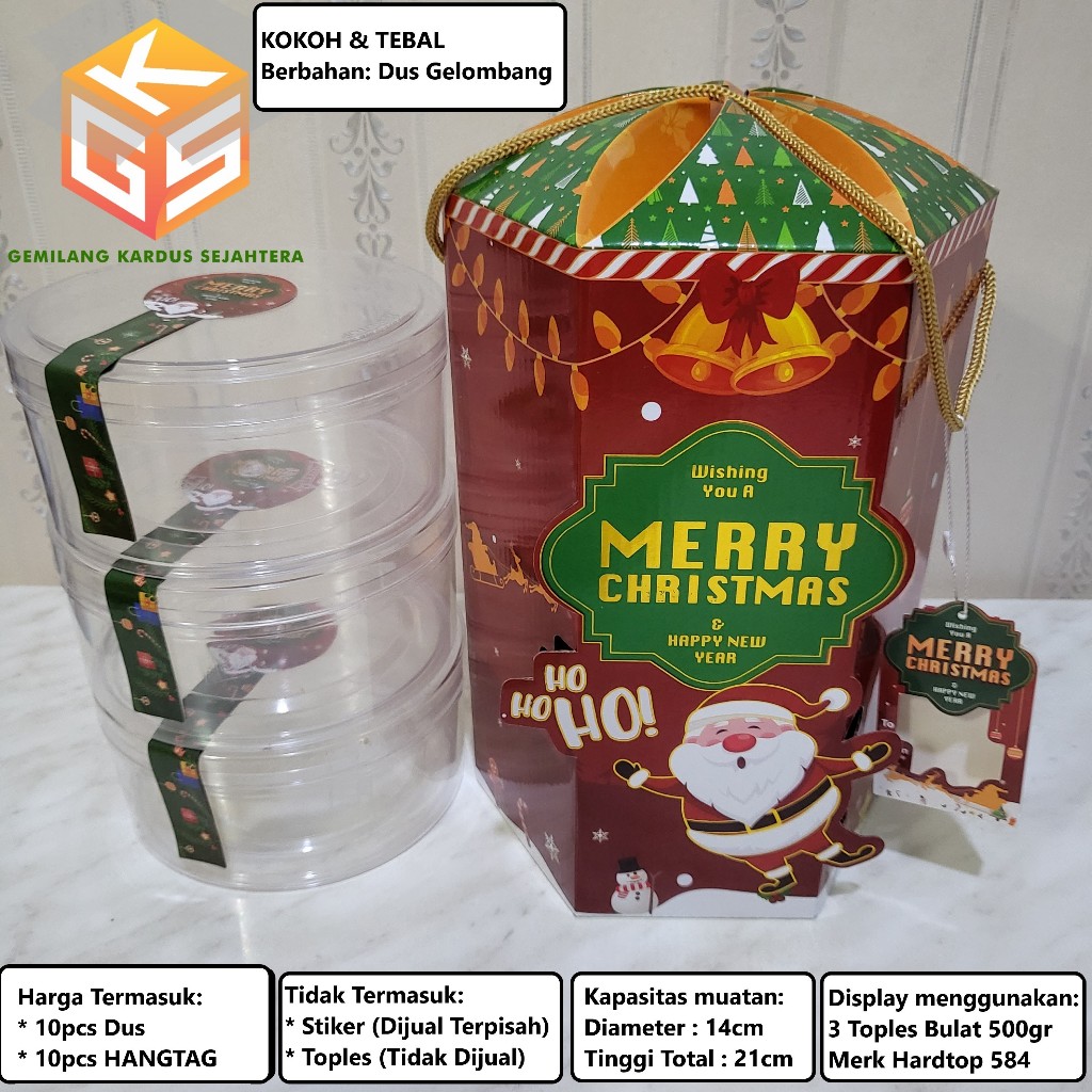 Box Hampers Natal | Dus Natal | Box Kue Kering Natal | ukuran toples 500gr | Dus Hampers Christmas