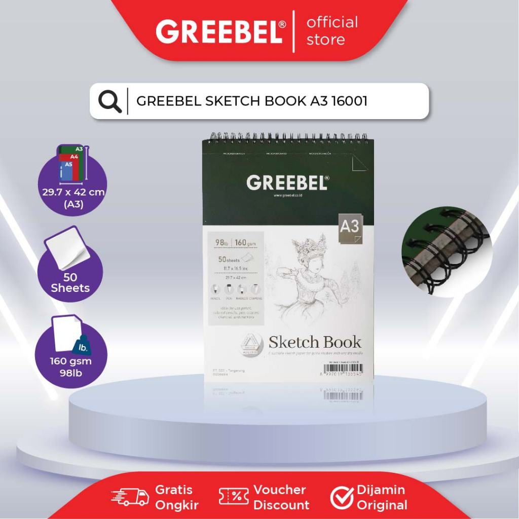 

GREEBEL SKETCHBOOK A3 16001/ Buku Gambar Sketsa, Drawing Book