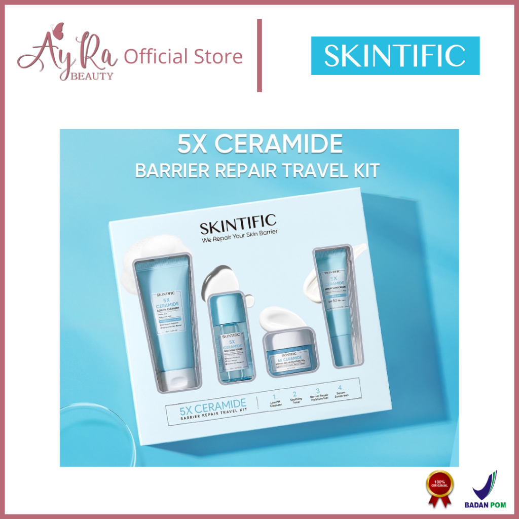 AyRa Beauty - SKINTIFIC  Travel Kit Skincare Paket Moisturizer + Cleanser + Soothing toner + Serum S