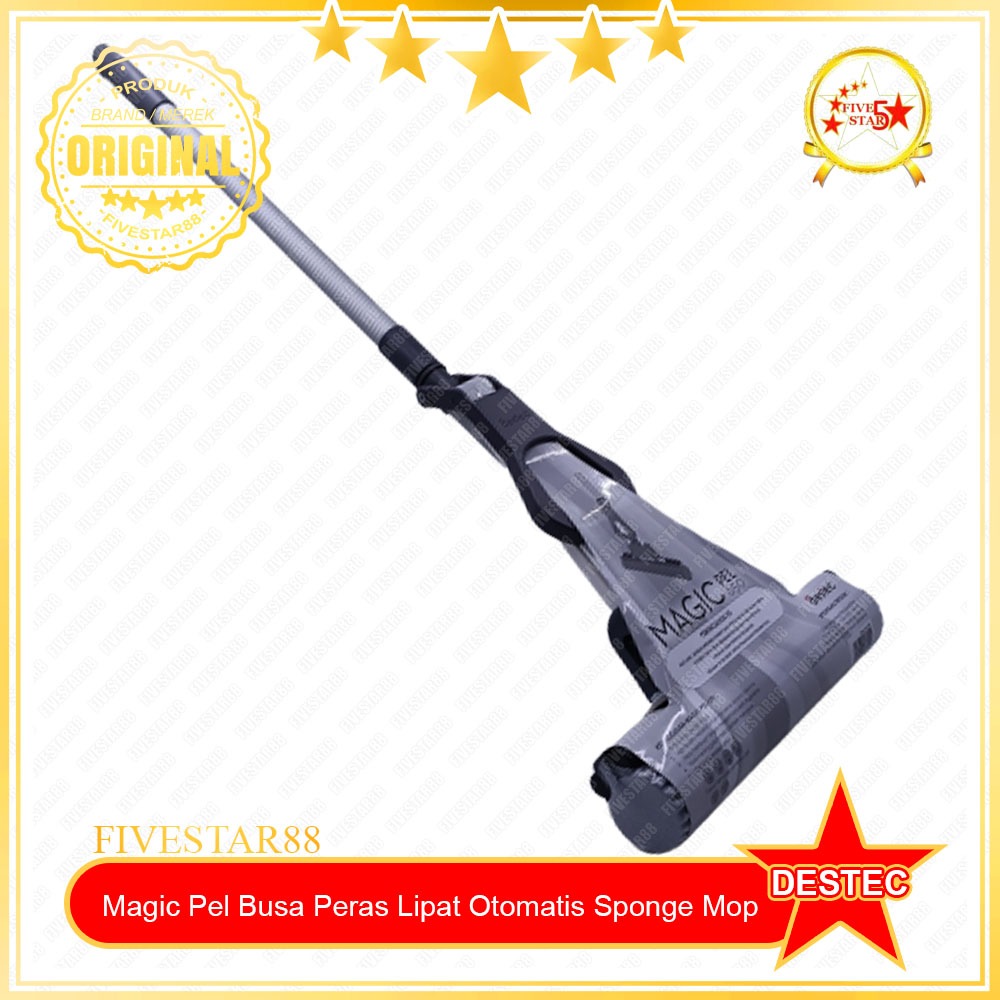 Pel Lantai Destec Magic Pel Alat Pel Busa Peras Lipat Otomatis Sponge Mop Spons Mop Alat Pel Karet P