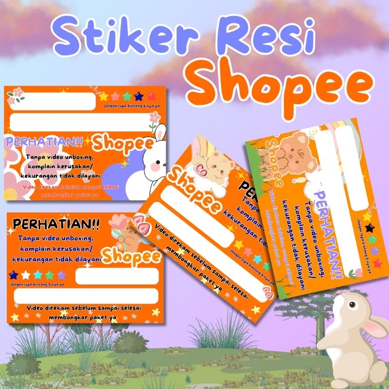 

♡•♡ Strawberryid 010 ♡•♡ 1pcs Sticker Resi Shopee Stiker Pengiriman Lucu Kawaii