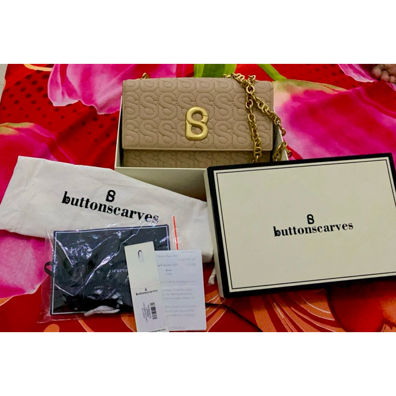 SOLD ❌ BUTTONSCARVES LUNA WALLET ON CHAIN-Tan in GHW