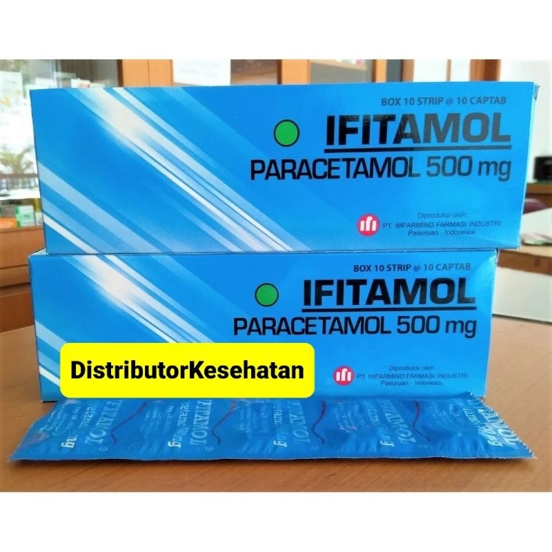 Ifitamol Faracetamol 500 MG Tablet 1 box IsI 10 Strip 100 Tablet Obat Sakit Kepala Demam Murah