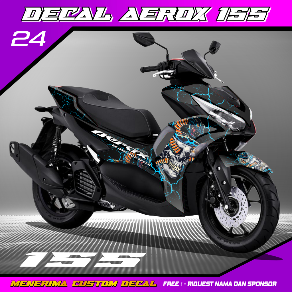 Decal Stiker Aerox Nvx 155 Connected Full Body Hitam