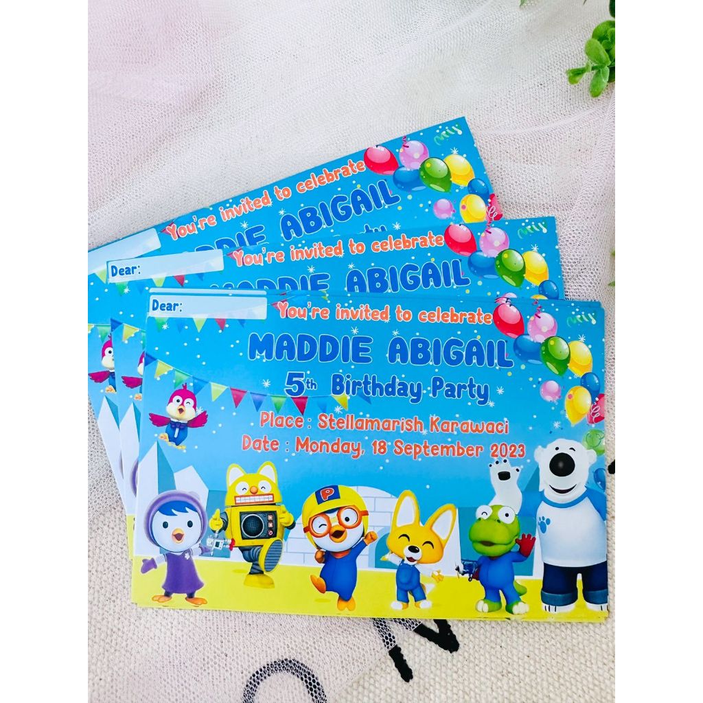 Pororo - Kartu Undangan Ulang Tahun / Birthday Party Invitation Card