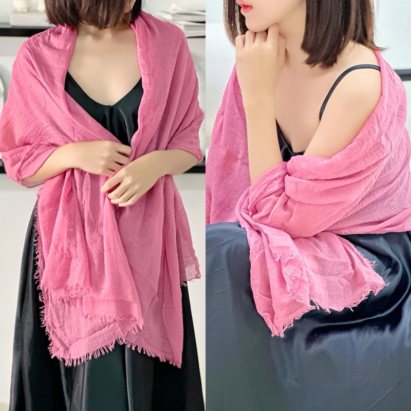 Moirai - Cotton Crinkle Premium Shawl DUSTY PINK | Cotton Crinkle Pashmina | Pashmina Katun Premium 