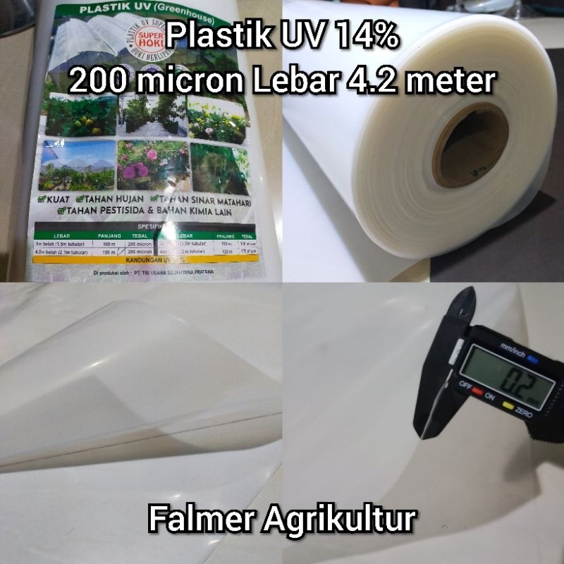 PLASTIK UV 14% 200 MICRON LEBAR 4.2 METER UV PROTECTION ATAP GREEN HOUSE ATAP TAMBAK IKAN