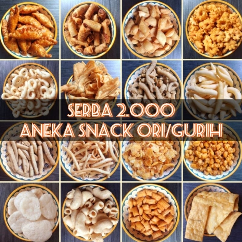 

[SNACK GURIH & ORI]/ANEKA SNACK SERBA 2.000/OLEH-OLEH/SNACK KILOAN/Camilan/Oleh-/Pedes/Gurih/Manis/Ori/Ready/Jajanan Nusantara/Ready/Enak/Halal/