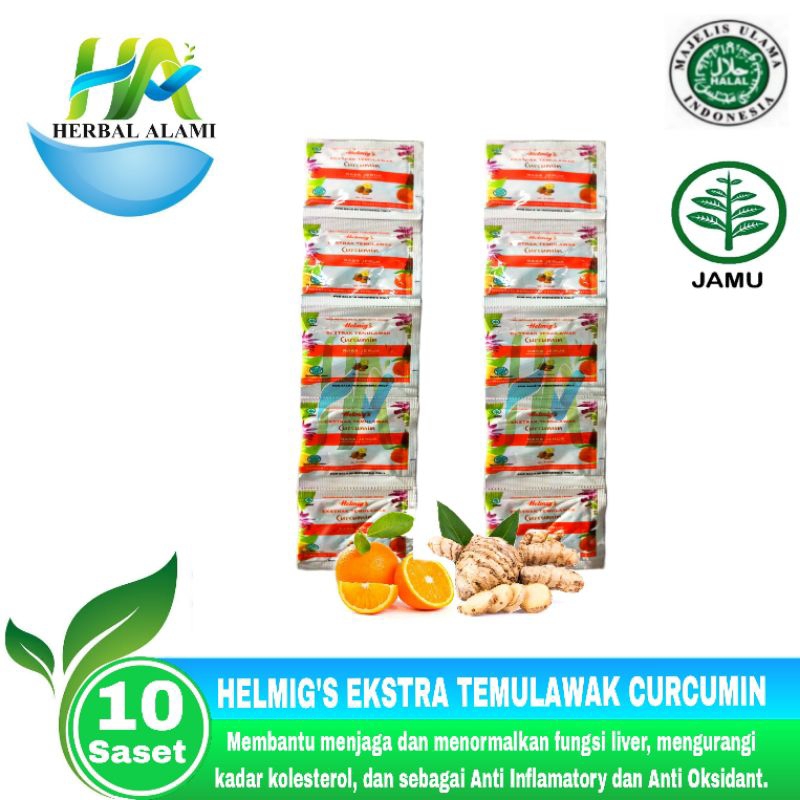 

HELMIG'S CURCUMIN EKSTRA TEMULAWAK - Per renceng isi 10 saset