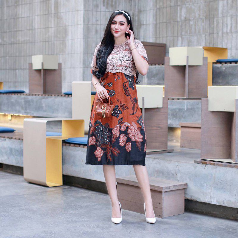 Dress Brokat Anjani Sarimbit Batik Natal Dress Batik Dress Batik Burkat Modern