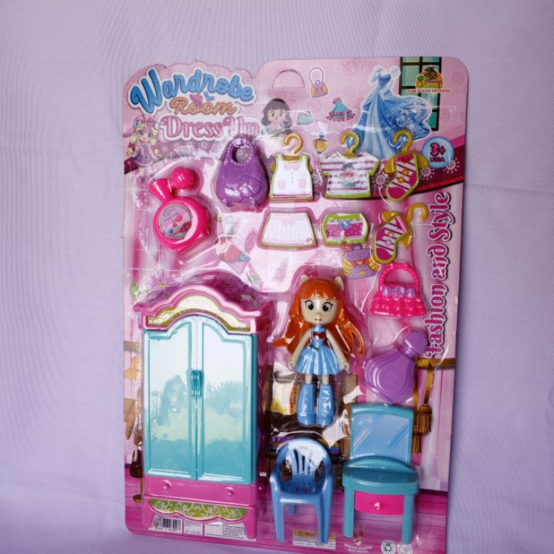 Mainan lemari boneka/meja rias barbie/lemari dan boneka lucu