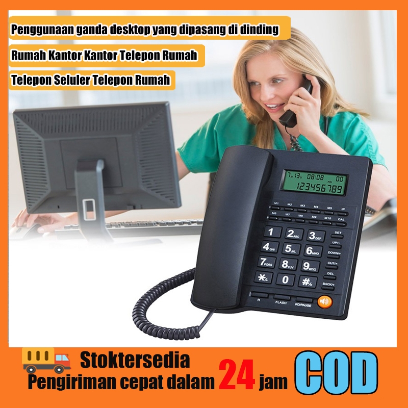 【New】Display Panggilan Masuk LCD, Garis Telepon Tanah Ponsel Tanah Pejabat Kantor Rumah Dinding Desktop Terpasang Dua Tujuan