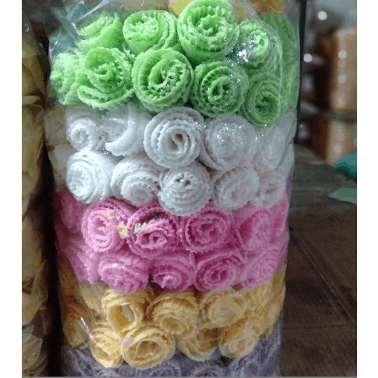 Opak Buah Keripik Kerupuk Opak Gambir Bunga Manis Renyah Enak 100gr & 250gr Snack Cemilan Kiloan Kha