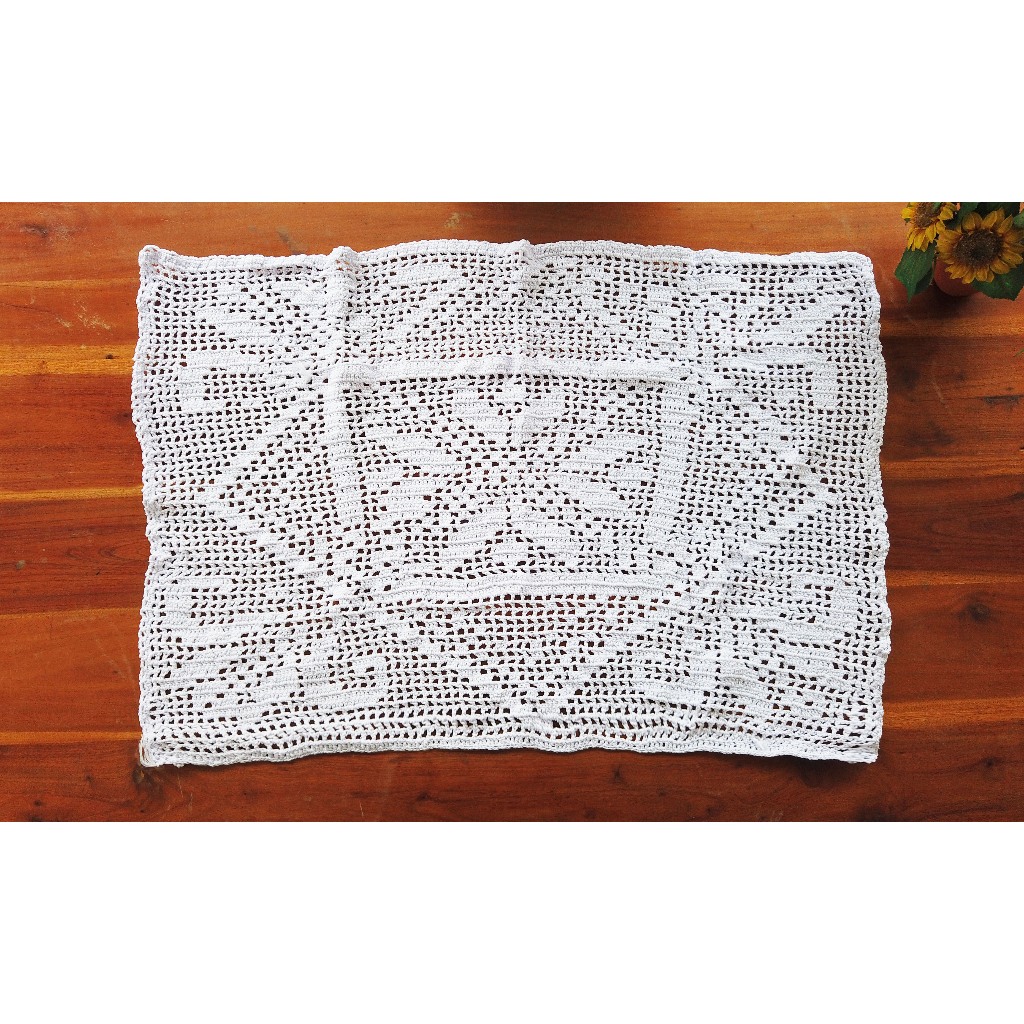 Taplak Rajut - Taplak Meja - Persegi Warna Putih