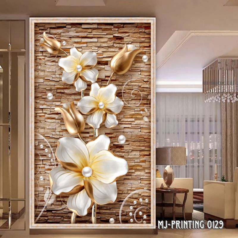 wallpaper 3D custom poster lukisan bunga/wallpaper 3D dominan meninggi/bisa cod/warna tajam
